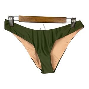 J. Crew‎ Curved Waist Cheeky Bikini Bottom in Safari Green Size M NWT
